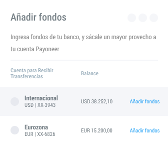 La cuenta Payoneer - add funds directly from your bank account es add funds directly from your bank account es