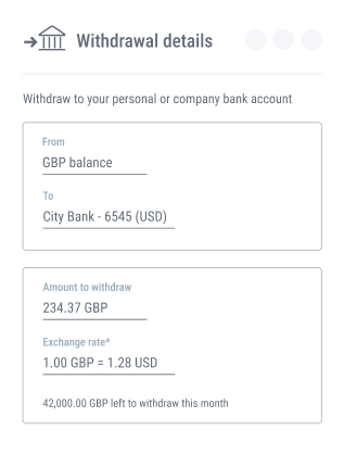 Business - withdraw your profits Withdrawal details