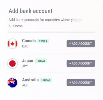 Business - work global feel local Add bank account